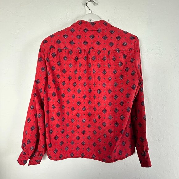 Vintage Pendleton Country Sophisticates Womens Red Geometric Button-Up Blouse - Picture 2 of 7